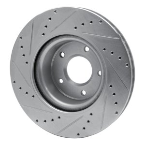 Pontiac GTO Brake Rotor (1) - Front Right - R1 Concepts - Drilled & Slotted - Silver - `05-`06